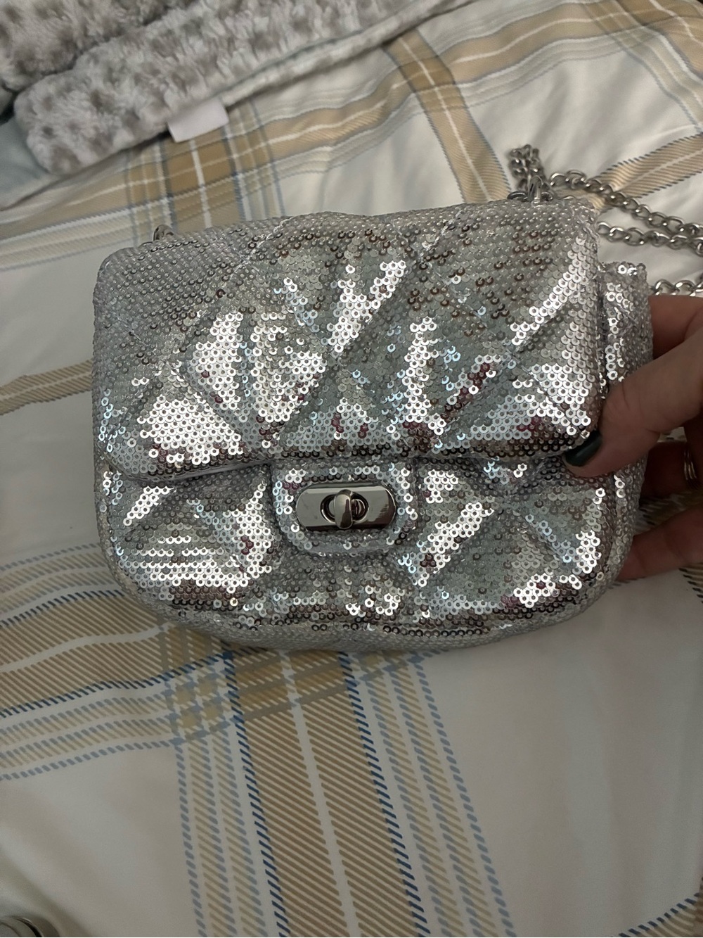 Silver Sequin Crossbody Bag - Unbranded